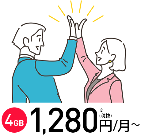 シンプル2S　4GB　1,280円（税抜）/月～