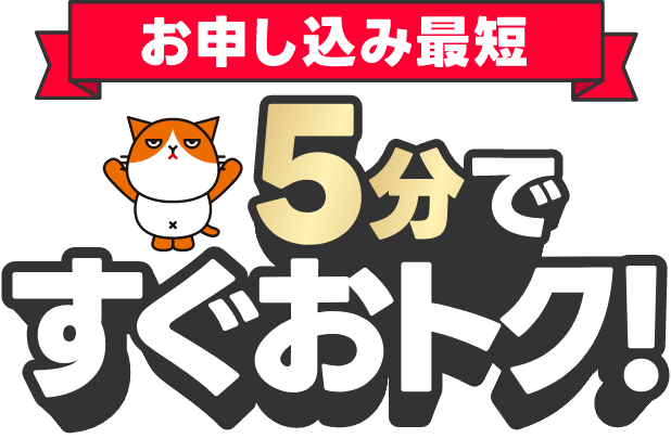 お申し込み最短5分ですぐおトク！