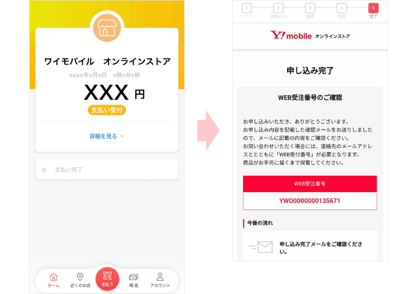 オンラインストア画面に戻り、お申し込み完了