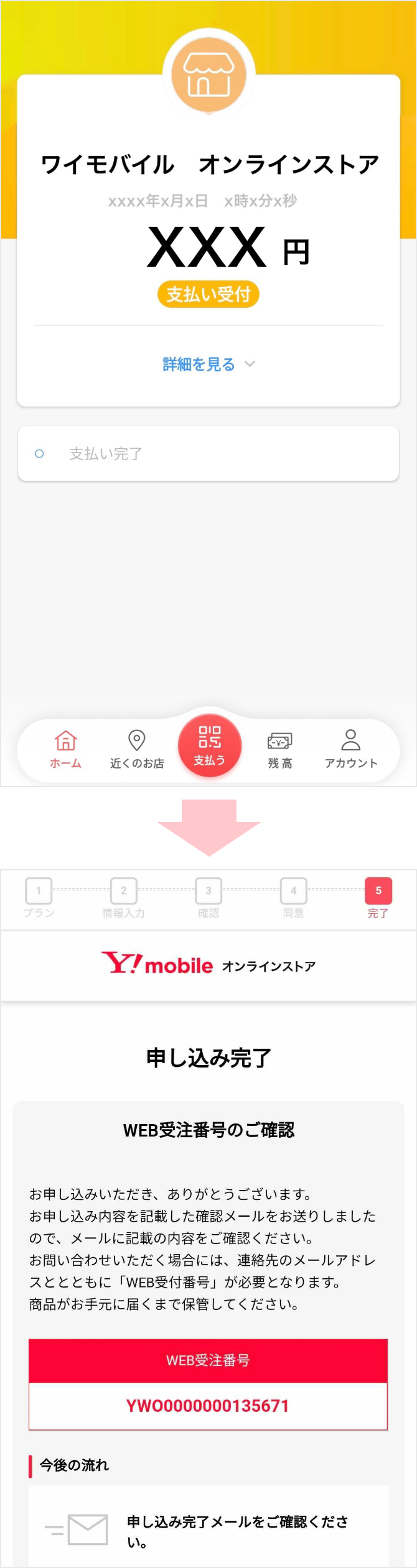 オンラインストア画面に戻り、お申し込み完了